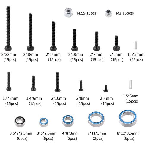 Ascent-18 RC Screw Kit Screws Assortment Set Bushings Bearings Screws 251pcs Kit Bushings Bearings Screws Kit for Redcat Ascent-18 1/18 RC Crawler Car Upgrade Parts in Kuwait