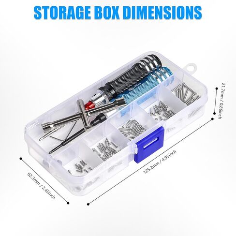 190pcs RC Screw Kit, M1/M1.4 Screws Assortment Set with Phillips Screwdriver Hex Driver RC Car Tools for Axial SCX30 RC Crawler Cars Trucks, with Organizer Storage Case in Kuwait
