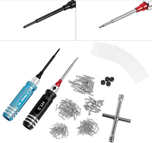 190pcs RC Screw Kit, M1/M1.4 Screws Assortment Set with Phillips Screwdriver Hex Driver RC Car Tools for Axial SCX30 RC Crawler Cars Trucks, with Organizer Storage Case in Kuwait