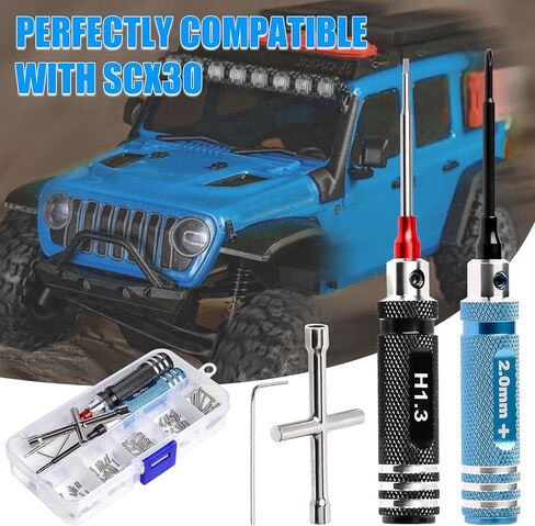 190pcs RC Screw Kit, M1/M1.4 Screws Assortment Set with Phillips Screwdriver Hex Driver RC Car Tools for Axial SCX30 RC Crawler Cars Trucks, with Organizer Storage Case in Kuwait