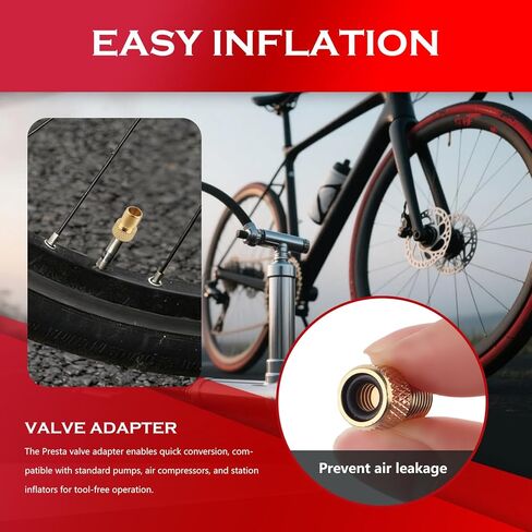 6 Pack Presta Valve Adaptor,Compatible with Schrader to Presta Valve Adapter Inflate with Air Compressor,Bike Pump Adapter Kit with 6 Tire Valves Stem Caps & Ball Needles in Kuwait