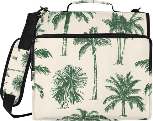 3 D-Ring Binder Bag with Zipper and Strap, Palm Tree Pattern Green Removable Binder with Zipper Case Hold 500+ Sheets& 14 Inch Laptop for School Office Supplies Organizer in Saudi Arabia