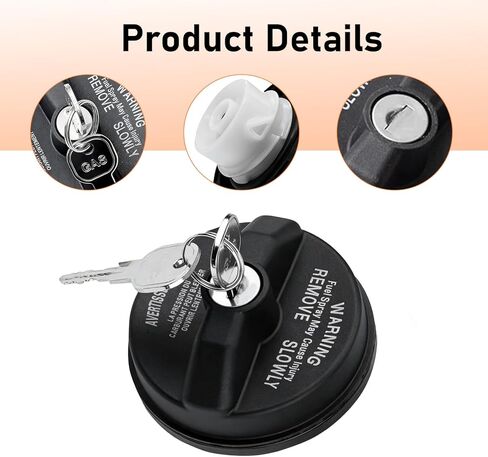 1 PC Car Locking Gas Cap, Lock Fuel Cap with 2 Keys, ABS Plastic Car Fuel Tank Cap, Replacement OEM 05278655AB, 11508 42031XA00A 5015636AA, Compatible with Dodge, Jeep, Chrysler, Ram (Black) in Saudi Arabia