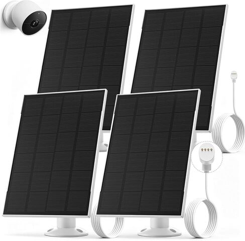 4 Pack Solar Panel Compatible with Google Nest Camera Indoor & Outdoor(Battery Version) Solar Power Charger 360° Adjustable Mount Flexible with IP65 Waterproof 13.1Ft Charging Cable in Kuwait