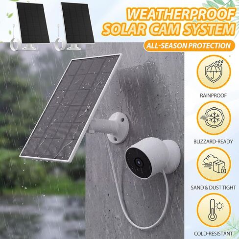 4 Pack Solar Panel Compatible with Google Nest Camera Indoor & Outdoor(Battery Version) Solar Power Charger 360° Adjustable Mount Flexible with IP65 Waterproof 13.1Ft Charging Cable in Kuwait