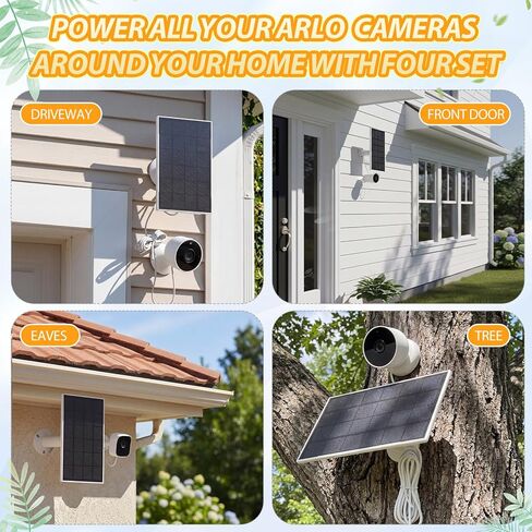 4 Pack Solar Panel Compatible with Google Nest Camera Indoor & Outdoor(Battery Version) Solar Power Charger 360° Adjustable Mount Flexible with IP65 Waterproof 13.1Ft Charging Cable in Kuwait