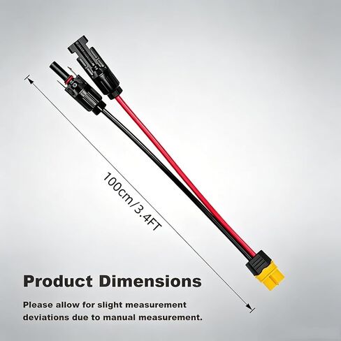 Solar Panel Cable (12AWG 3.4ft) - Compatible with EcoFlow, Anker SOLIX, BLUETTI Portable Power Stations, Solar Generators & RV Applications in Saudi Arabia