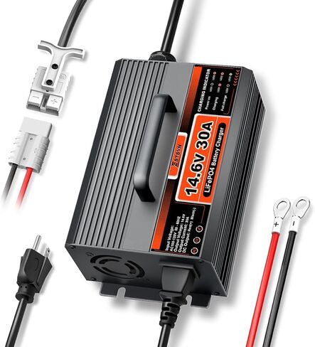 14.6V 30A LiFePO4 Battery Charger 12V LiFePO4 Lithium Battery Charger 30 Amp Fast Charging with Anderson Connector AC-DC for Deep Cycle Rechargeable Batteries of RV Boat Car Marine in Saudi Arabia