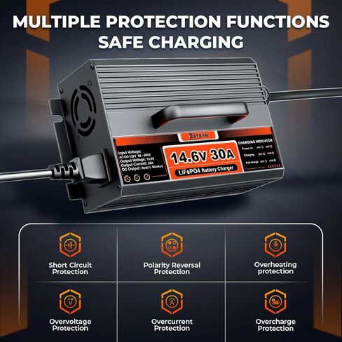 14.6V 30A LiFePO4 Battery Charger 12V LiFePO4 Lithium Battery Charger 30 Amp Fast Charging with Anderson Connector AC-DC for Deep Cycle Rechargeable Batteries of RV Boat Car Marine in Saudi Arabia