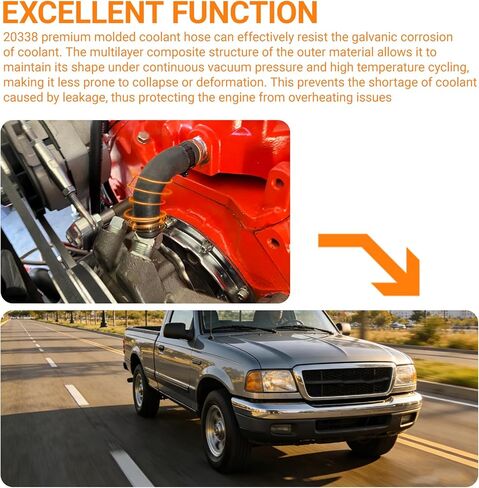 20338 Premium Molded Coolant Hose,Molded Lower Radiator Hose,for 2001 Ranger 2.3L and 2002 F-150 4.6L V8 90 Degree Elbow,Fit Upper, Lower, Bypass, Heater And Other Coolant in Saudi Arabia