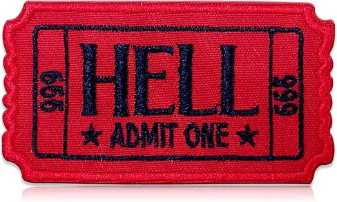 Ticket to Hell Patch Sarcastic Humor Joke Vintage Retro Admit One Embroidered Patchfor Backpack, Hat, Jackets, Iron On Sew On, Embroidery PVC Patches Gift, Accessories 3 Inch in Kuwait