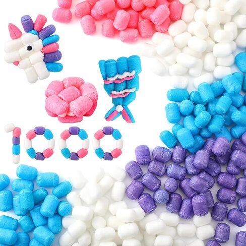Junkin 1000 Pcs Magic Noodles Foam Crafts Puffs Corn Super Crafts Arts Kit Bulk Building Blocks Model Toys Valentines Kid Gifts for Kindergarten School Stimulates Creativity Supplies(Multicolored) in Kuwait