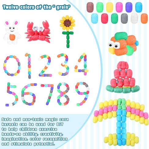 Junkin 1000 Pcs Magic Noodles Foam Crafts Puffs Corn Super Crafts Arts Kit Bulk Building Blocks Model Toys Valentines Kid Gifts for Kindergarten School Stimulates Creativity Supplies(Multicolored) in Kuwait