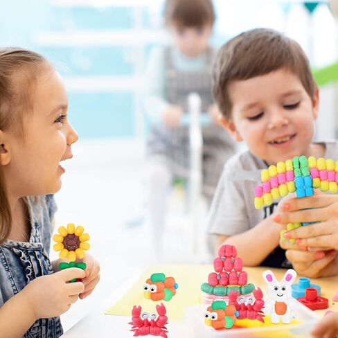 Junkin 1000 Pcs Magic Noodles Foam Crafts Puffs Corn Super Crafts Arts Kit Bulk Building Blocks Model Toys Valentines Kid Gifts for Kindergarten School Stimulates Creativity Supplies(Multicolored) in Kuwait
