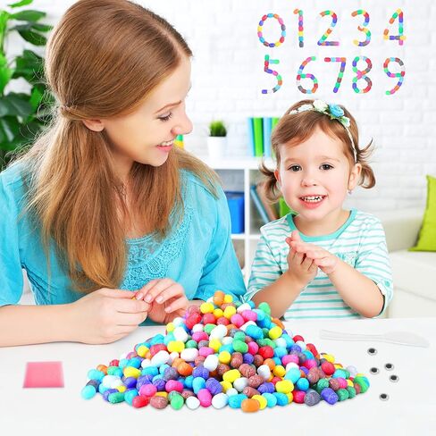 Junkin 1000 Pcs Magic Noodles Foam Crafts Puffs Corn Super Crafts Arts Kit Bulk Building Blocks Model Toys Valentines Kid Gifts for Kindergarten School Stimulates Creativity Supplies(Multicolored) in Kuwait