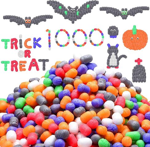 Junkin 1000 Pcs Magic Noodles Foam Crafts Puffs Corn Super Crafts Arts Kit Bulk Building Blocks Model Toys Valentines Kid Gifts for Kindergarten School Stimulates Creativity Supplies(Multicolored) in Kuwait
