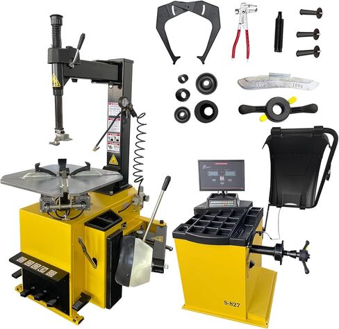 Tire Changer and Automatic Wheel Balancer Combo with 12"-24" Rim Range, 110V Professional Equipment for Auto Shops and Garages in Saudi Arabia