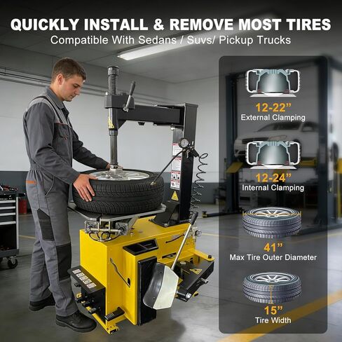 Tire Changer and Automatic Wheel Balancer Combo with 12"-24" Rim Range, 110V Professional Equipment for Auto Shops and Garages in Saudi Arabia