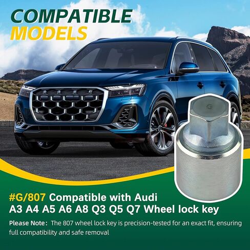 #G/807 لمفتاح قفل عجلة Audi متوافق مع Audi A3 A4 A5 A6 A8 Q3 Q5 Q7 مفتاح قفل العجلة، أداة إزالة صامولة العروة المضادة للسرقة in Kuwait
