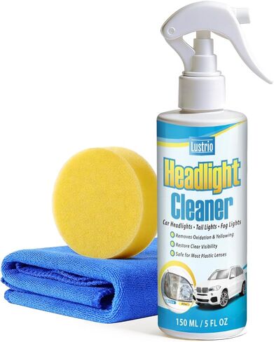 Headlight Cleaner & Restorer Kit – Instant Oxidation, Yellowing & Road Grime Remover – Revives Cloudy Headlamps to Crystal Clear – Includes Sponge & Towel – 5oz/150ml for Cars, Trucks & SUVs in Saudi Arabia