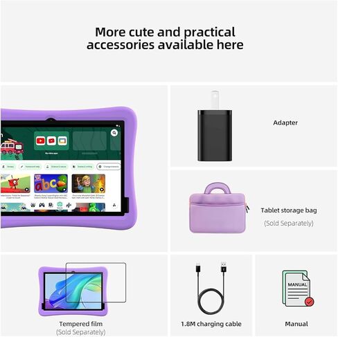 plimpton 2024 Upgraded Kids Tablet, 10 Inch Android 13 Tablet for Kids with Case EVA Shockproof, Octa-Core, 4GB+64GB, WiFi, Toddler Tablets Kids Space, Parental Control, YouTube(Purple) in Saudi Arabia