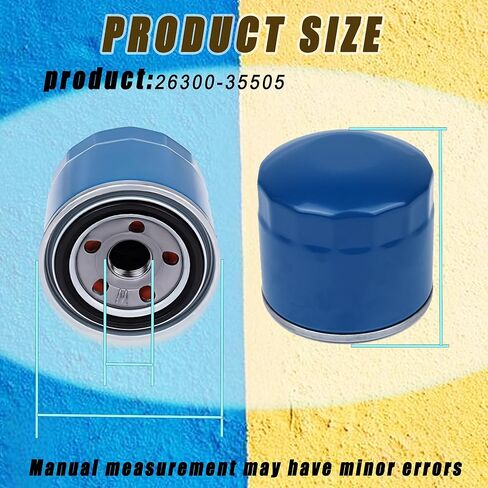 1PCS 26300-35505 Engine Oil Filters Fits for Hyundai Elantra Santa Tucson Fe Kia 1997-2023 Sportage Forte Seltos Efficient Filtration, Anti-Leak (1) in Saudi Arabia