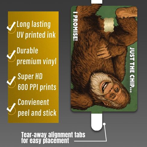 Funny Bigfoot Just The Chip Credit Card Skin Sticker Cover Decal Wrap 2-Pack – Sasquatch Humor Wallet Design in Saudi Arabia