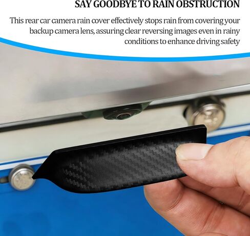 Osilly 2PCS Car Backup Camera Rain Shield, Carbon Fiber Vehicle Reverse Camera Anti-Rain Cover, Auto Rear Backup Lens Waterproof Shield Protector, Universal for Most Vehicles (Black) in Kuwait