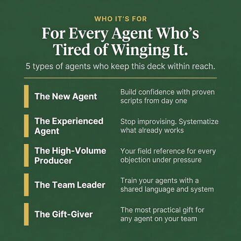 Real Estate Scripts & Objection Handling Cards — 55 Card Deck for Realtors & Agents | Prospecting, Closing & Negotiation Tactics | Realtor Gift & New Real Estate Agent Gift Idea in Saudi Arabia