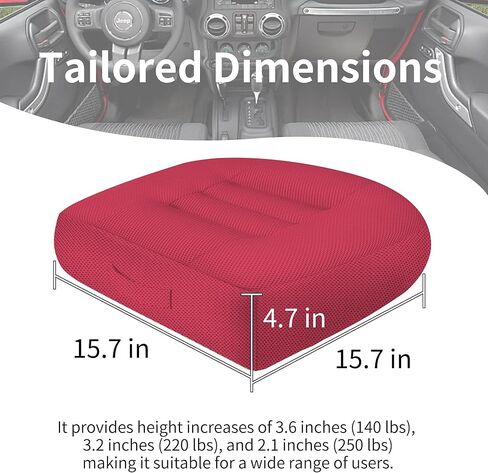 Height-Adjustable Seat Cushion-15.7x15.7x4.7inches Improved Model with Adjustable Height Breathable Nylon mesh Fabric Ergonomic Design Suitable for use in Cars, Offices, and Outdoors in Saudi Arabia