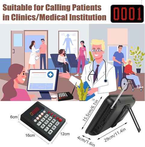 Take a Number System Wireless Queue Call System with 4-Digit LED Display and Calling Keypad, Voice Broadcast Long Range Waiting Number System for Restaurant, Clinic, Hospital, Fast Food in Saudi Arabia