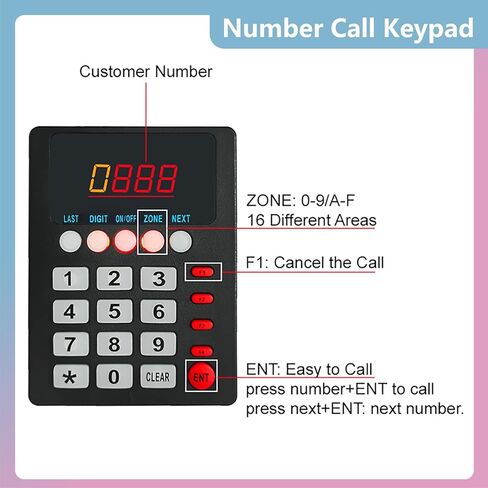 Take a Number System Wireless Queue Call System with 4-Digit LED Display and Calling Keypad, Voice Broadcast Long Range Waiting Number System for Restaurant, Clinic, Hospital, Fast Food in Saudi Arabia