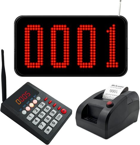 Take a Number System Wireless Queue Call System with 4-Digit LED Display and Calling Keypad, Voice Broadcast Long Range Waiting Number System for Restaurant, Clinic, Hospital, Fast Food in Saudi Arabia