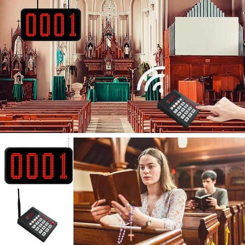 Take a Number System Wireless Queue Call System with 4-Digit LED Display and Calling Keypad, Voice Broadcast Long Range Waiting Number System for Restaurant, Clinic, Hospital, Fast Food in Saudi Arabia