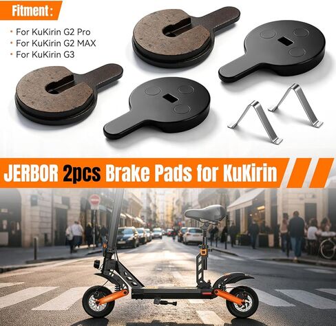 قطعتان من وسادات الفرامل من JERBOR لـ Kukirin G2 Pro/G2 Max/G3، فرامل أمامية وخلفية شبه معدنية، فرامل عجلة متينة، ملحقات فرامل قرصية لـ Kukirin in Kuwait