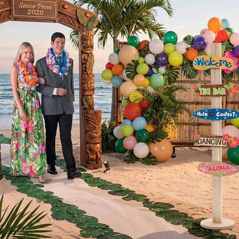 RattanView 5 Pcs Luau Party Decorations Hawaiian Welcome Aloha Wooden Sign Summer Tropical Themed Directional Signs Birthday Party Decorations for Tiki Aloha Beach Island Summer Themed Parties in Kuwait