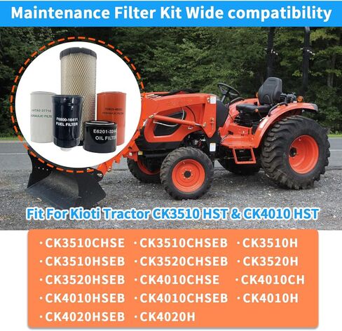 Maintenance Filter Kit Compatible with Kioti CK3510 HST CK4010 HST Compact Tractor, Oil & Fuel & Air & Hydraulic Oil & HST Filter, Replace #E6201-32443 F6800-16411 E7230-11081 HHTA0-37710 T5855-46531 in Saudi Arabia