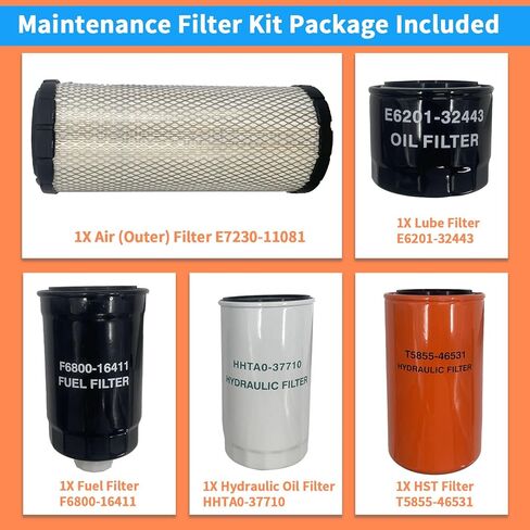 Maintenance Filter Kit Compatible with Kioti CK3510 HST CK4010 HST Compact Tractor, Oil & Fuel & Air & Hydraulic Oil & HST Filter, Replace #E6201-32443 F6800-16411 E7230-11081 HHTA0-37710 T5855-46531 in Saudi Arabia