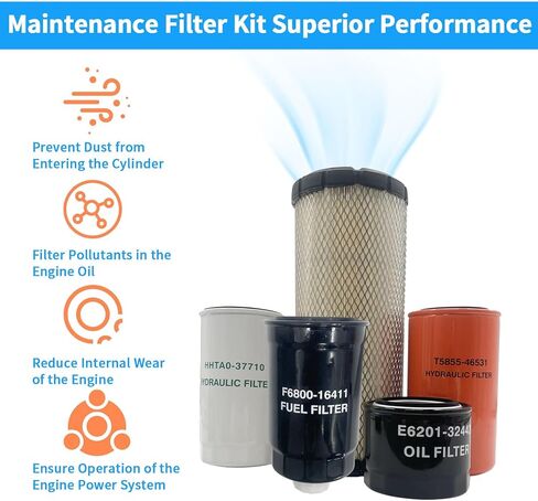 Maintenance Filter Kit Compatible with Kioti CK3510 HST CK4010 HST Compact Tractor, Oil & Fuel & Air & Hydraulic Oil & HST Filter, Replace #E6201-32443 F6800-16411 E7230-11081 HHTA0-37710 T5855-46531 in Saudi Arabia