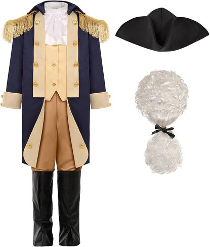 George Washington Costume for Boys Kids Colonial Alexander Hamilton Costume in Saudi Arabia
