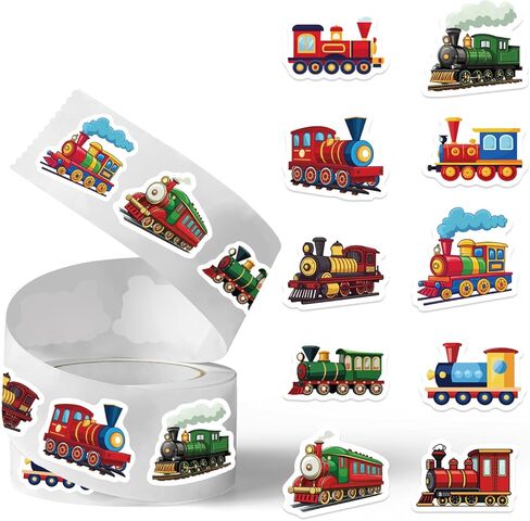 500Pcs Cartoon Train Stickers Roll Waterproof Cute Train Stickers for Water Bottles Laptop Scrapbook Kids Birthday Party School Reward Giveaways in Saudi Arabia