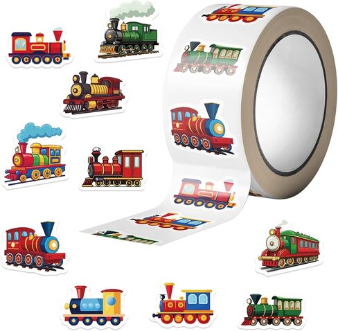 500Pcs Cartoon Train Stickers Roll Waterproof Cute Train Stickers for Water Bottles Laptop Scrapbook Kids Birthday Party School Reward Giveaways in Saudi Arabia
