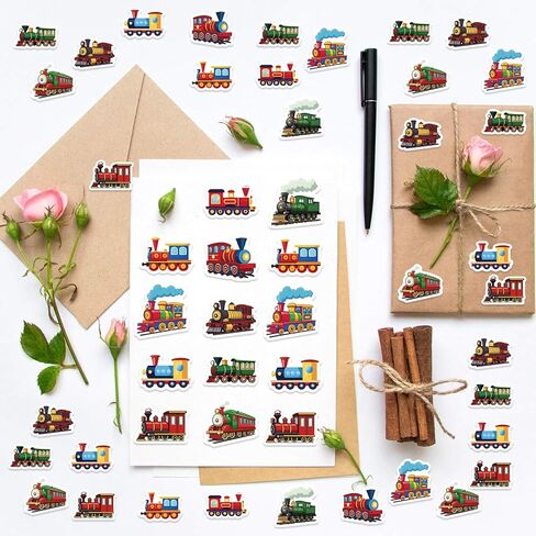 500Pcs Cartoon Train Stickers Roll Waterproof Cute Train Stickers for Water Bottles Laptop Scrapbook Kids Birthday Party School Reward Giveaways in Saudi Arabia