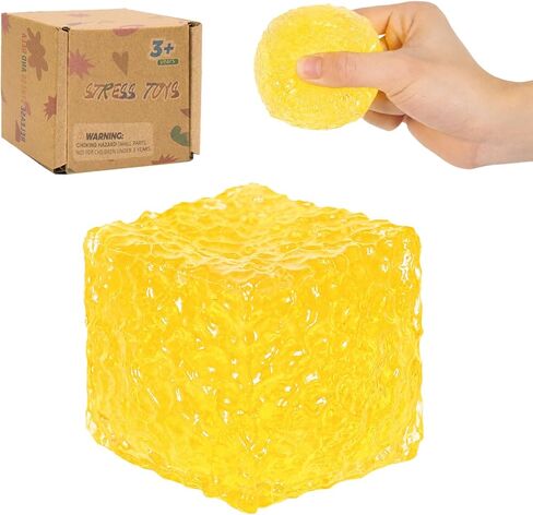 Honeycomb Ice Cube Squishy Cubes, Durable Squeeze Toys Autism Stress Ball, Soft for Adults and Boys & Girls Age 3+ (2.16in) (Red) in Kuwait