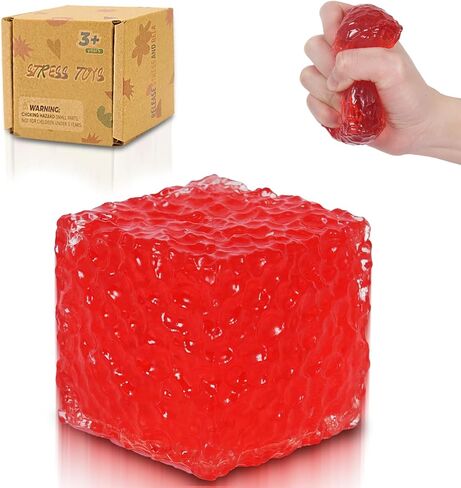 Honeycomb Ice Cube Squishy Cubes, Durable Squeeze Toys Autism Stress Ball, Soft for Adults and Boys & Girls Age 3+ (2.16in) (Red) in Kuwait