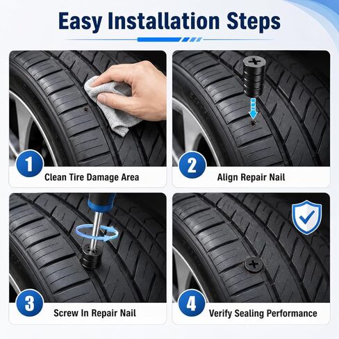 91 PCS Tire Screw Plug Repair Kit, 3 Sizes Rubber Tire Repair Screws with Screwdriver, Tire Sidewall & Puncture Fix, Quick Self-Service Flat Tire Repair for Car, Truck, Motorcycle, SUV in Saudi Arabia