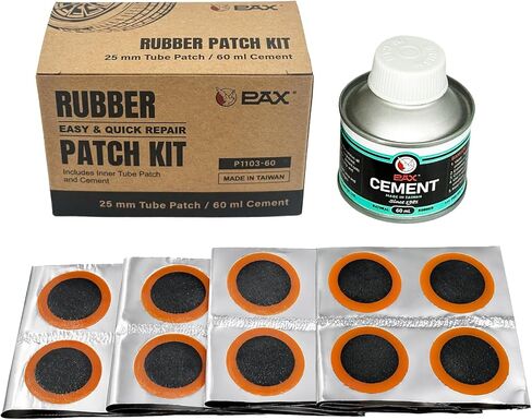 PAX 72 Pcs 25mm Round Inner Tube Patch Kit, with 60ml Green Rubber Cement, Tube Patch Kit for Bike, Motorcycle & Inflatable Tires in Kuwait
