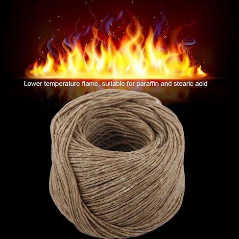 Beeswax Candle Wick, Organic Hemp Wick with Edible Beeswax, Slow Burning for Paraffin and Stearic, 200ft Length(Dark Color) in Kuwait