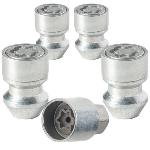 Farad H2/E Galvanized Silver Lug Nut Wheel-Locks Kit Suitable for Mazda CX-90 (M12 X 1.5 Thread Size) - Set of 4 Lug Nuts + 1 Key in Saudi Arabia