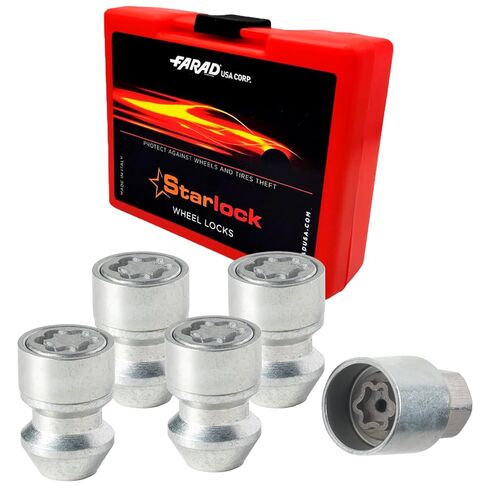 Farad H2/E Galvanized Silver Lug Nut Wheel-Locks Kit Suitable for Mazda CX-90 (M12 X 1.5 Thread Size) - Set of 4 Lug Nuts + 1 Key in Saudi Arabia